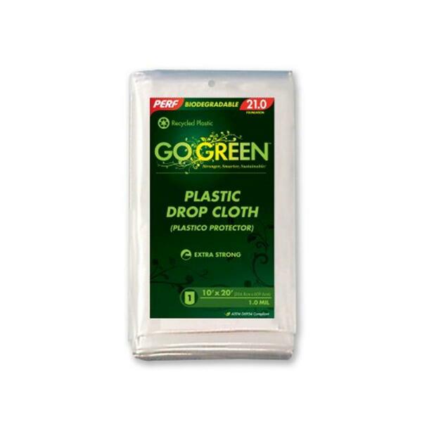 Gogreen DC1020 PE 10 x 20 ft. Green Plastic Painters Drop Cloth, 10PK DC1020  (PE)